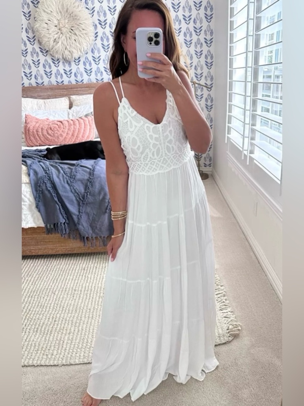 Jessica Simpson White Lace Bodice Maxi Dress